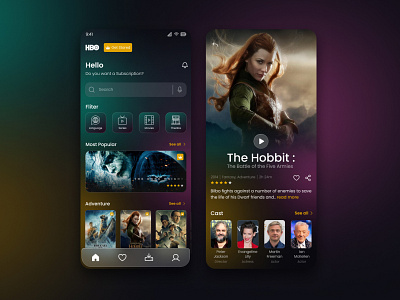 HBO - Redesign APP Screen design icon ui webgraphee