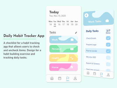 Daily Habit Tracker App adobe xd adobe xd design dailychallenge dailyhabit design habit tracker mobile app mobile design ui uidesign ux