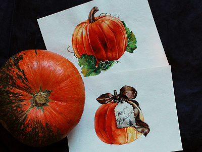 Watercolor halloween pumpkins
