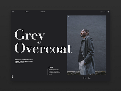 Grey Overcoat design landingpage landingpagedesign minimal type typography ui ux web website