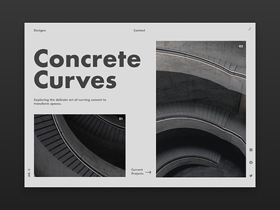 Concrete Curves design landingpage landingpagedesign minimal type typography ui ux web website