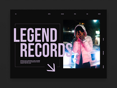 Legend Records design landingpage landingpagedesign minimal type typography ui ux web website