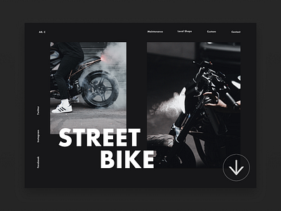 Street Bike design landingpage landingpagedesign minimal type typography ui ux web website