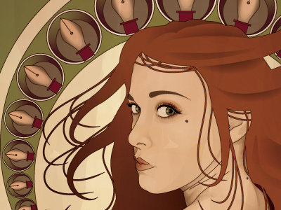 Shot of Mucha final art nouveau illustration illustrator mucha vector wip work in progress