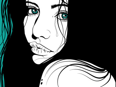 Chunky Line Art adobe female green illustration illustrator portrait vector