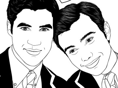 Blaine And Kurt glee illustration vector