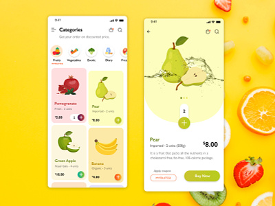 Order Grocery Application - Adobe XD app clean design clean ui creative design fruit grocery mobile app mobile app design ui uidesign ux