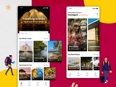 India Travel Guide Mobile App - Adobe XD adobe xd app clean design creative design mobile app mobile app design mobile ui travel app travelling app ui uidesign ux