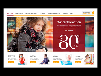 Baby Products Homepage - E-commerce Web baby baby clothes ecommerce design shopping ui user interface webdesign