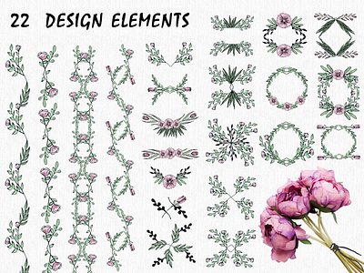 Flower elements art beuty design design art flowers illustration nature art paper pink vector