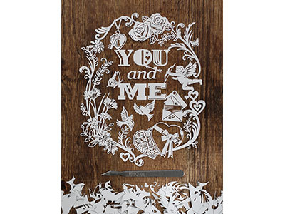 You and Me Papercut butterfly cupid delicate detailed illustration love paper papercut papercutting romantic roses valentines