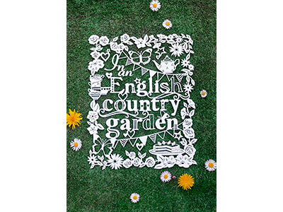 English Country Garden feminine flowers girly grass illustration love nature paper papercut