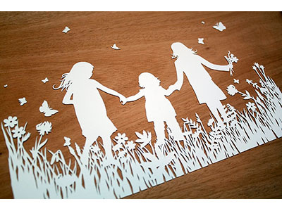 Flower Girls butterfly delicate girls illustration nature paper papercut papercutting romantic silhouette