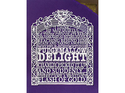 Charlie And The Chocolate Factory chocolate craft handmade illustration paper papercut purple type typography