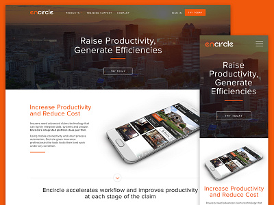 Encircle - Landing clean design mobile website