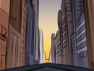 City sunset illustration by Veronika on Dribbble