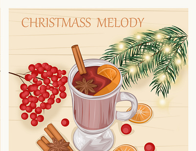 Рождественская открытка adobe photoshope art card christmass illustration иллюстрация