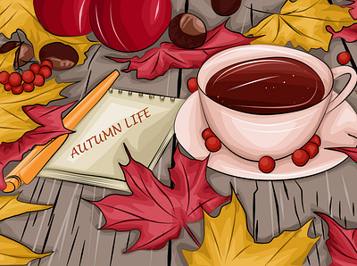 Autumn mood illustration adobe photoshope art autumn design graphic design illustration tea иллюстрация