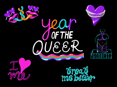 WIP Pride Month Sticker Pack adobe fresco digitalart hand drawn vector hand lettering lgbtq looney pride vectors