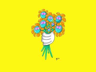 Bouquet for You - Vector Flower Illustration bright color pop flower illustration psychedelic pop sticker design summer surreal vector
