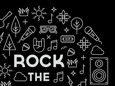 Rock the Lawn branding festival icon design icons music nature rock summer