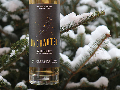 Uncharted Whiskey alcohol bottle design constellation distillery label label design packaging packaging design sky whiskey