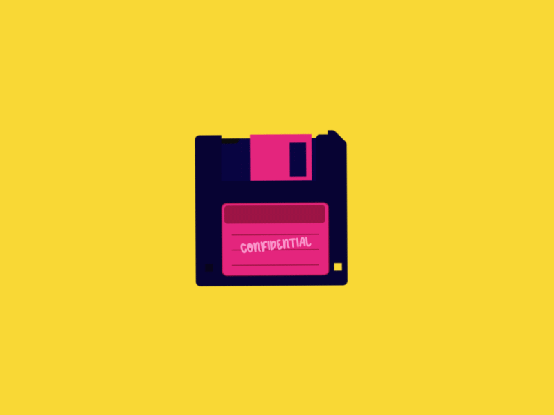 The 90s Nostalgia - Floppy 90s animation confidential floppy illustration magenta motion graphics old pop colors save vintage yellow
