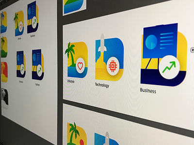 Creating an icon set! blue branding business green icon lifestyle red set technology vibrant yellow