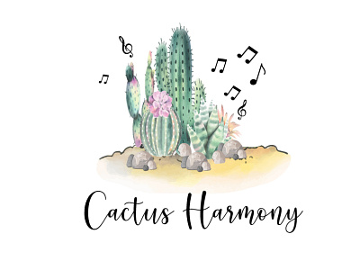 Cactus logo business logo floral hand drawn illustrator logodesign vector vector illustration watercolor