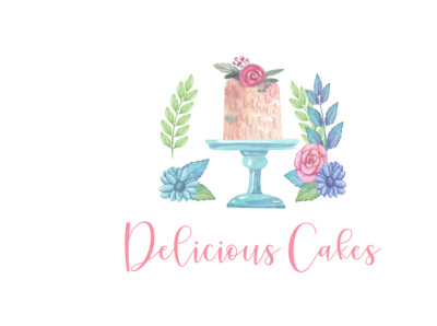 Cake,Sweets and Bakery bakerylogo cake catering logo creative design creative logo floral hand drawn illustrator logo logodesign sweets vector watercolor watercolor illustration watercolour