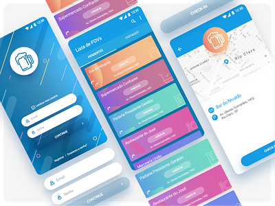 Check-In app app colorful mobile prototyping ui ux