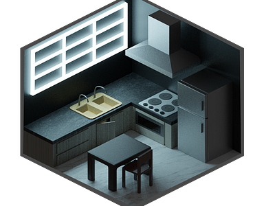 Isometric Kitchen 3d illustration animation blender3d design illustration