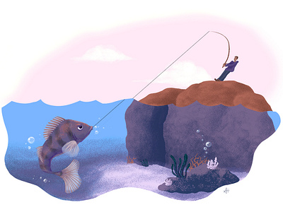 Fishing design digital art digital illustration draw drawing illustration