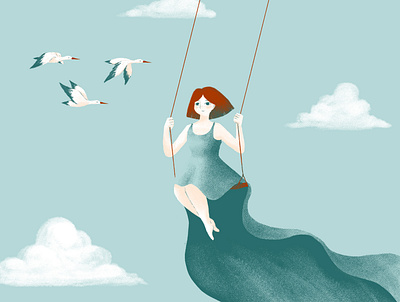 Flying with the storks children book illustration digital art digital illustration drawing editorial illustration illustration illustration art