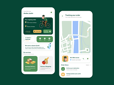 Ontel App 🚴 – Eco Friendly Delivery Service app design graphic design ui ux