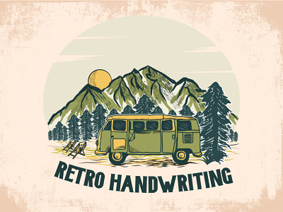 Handwriting adventure mountain illustration. graphic design handwriting illustration typography