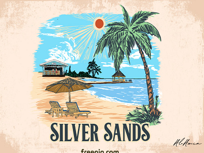 vintage Retro beach illustration