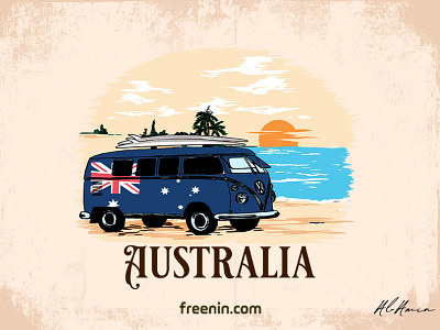 Australian vintage beach illustration