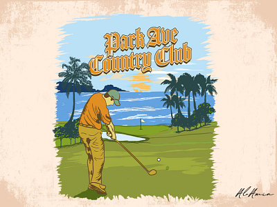 Golf Course vintage illustration