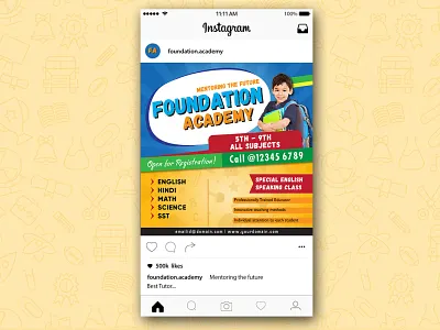 Tuition Social Media Post design download download mockup education freedownload graphics design illustration social media social network socialmediaads socialmediapost tuition typography