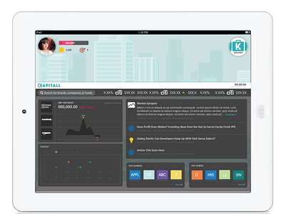 Kapitall iPad Dashboard Design Mockup