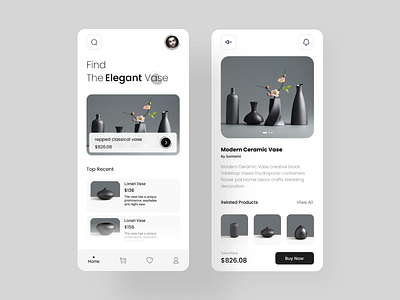 vase shop ui app app design design illustration mobile mobile app shopping app ui vase