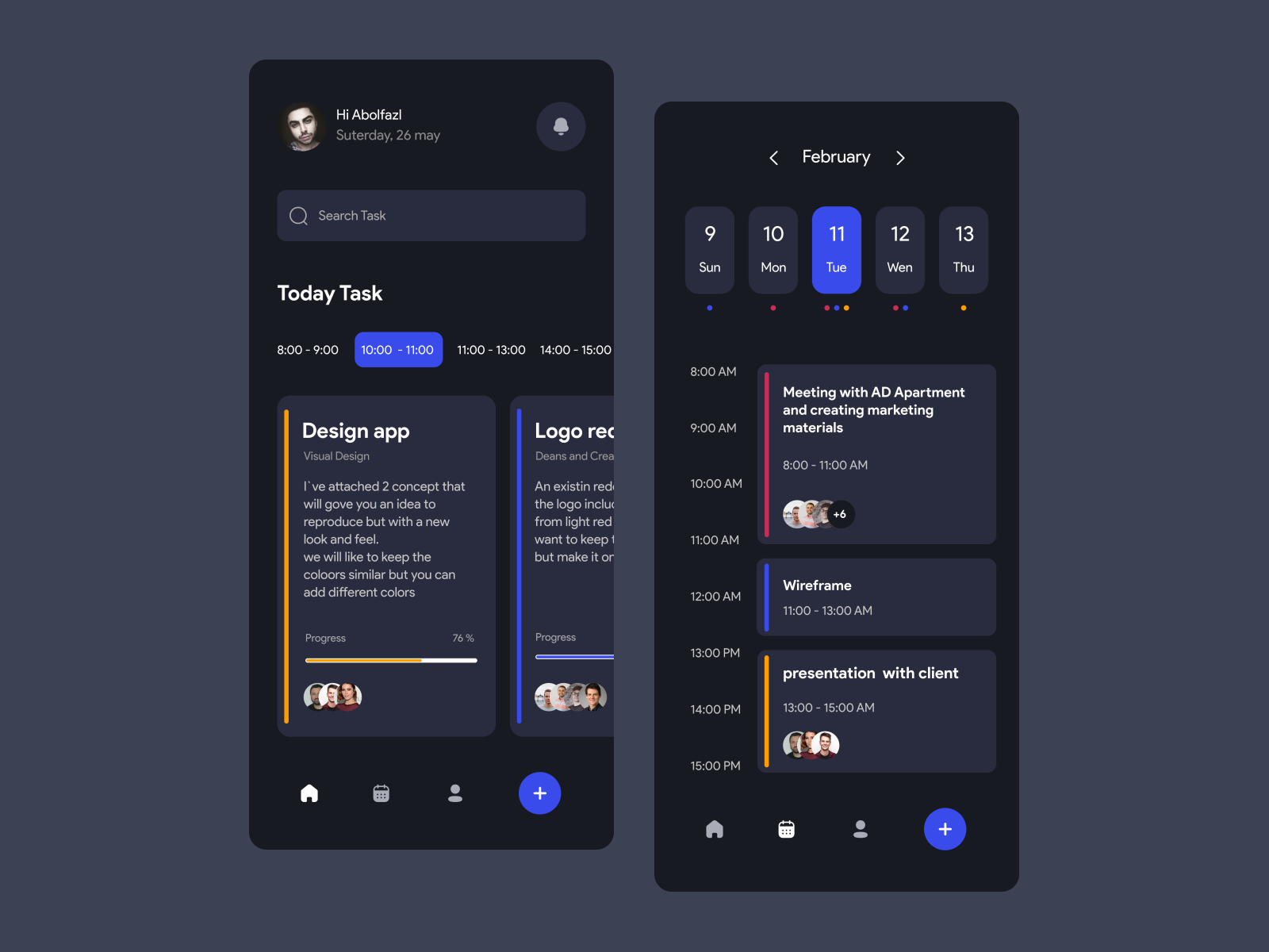 Task manager - Mobile App | Dark by Alenfazl on Dribbble