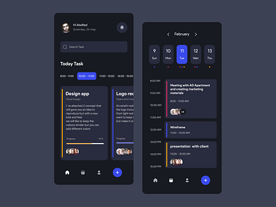 Task manager - Mobile App  |  Dark