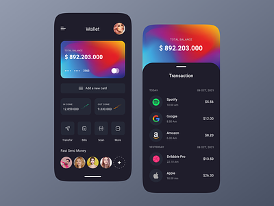 Finance - mobile banking app 💸 app bank app banking app card finance finance app mobile money ui wallet wallet app