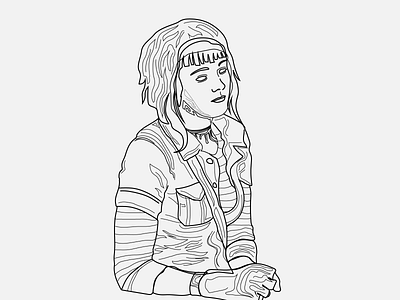 Ramona - Drawing2- Lineart art characterdesign design digitalart flat illustration illustrator lineart portrait vector vectorportrait