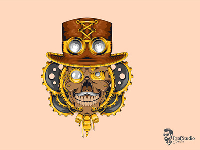 Skull Steampunk Premium Vector Illustration 💀 apparel awesome clockwork clothing fashion gear graphic hat head illustration mechanical poster premium punk skeleton skull steam steampunk t shirt vector