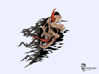 Cloaked Demon Skull Premium Vector Illustration