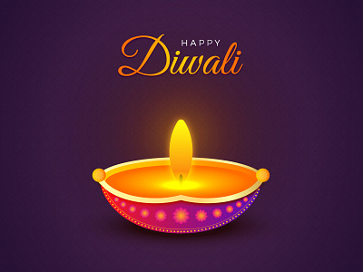 Happy diwali oil lamp on purple background by Yagnik Gorasiya on Dribbble