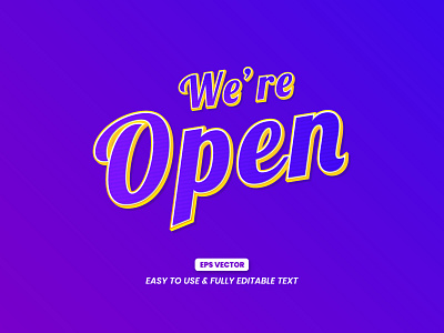 we are open purple editable text style effect